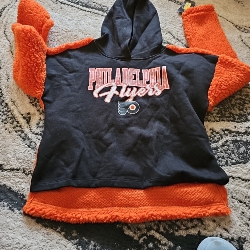 Tilly's Black and Orange Philadelphia Flyers Hoodie Kids Lg NWT New